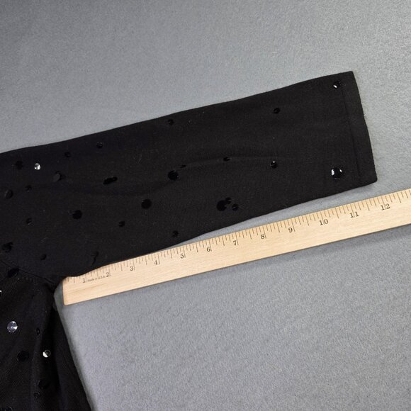 Talbots Sweater Women M Black Beaded Sequin Silk Blend Hollywood Glam Holiday - Picture 10 of 11